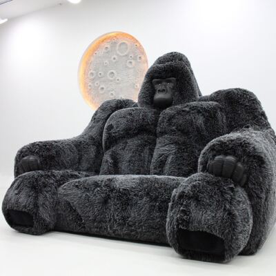 Plush Gorilla Sofa Steel Frame Genuine Leather Convertible Chesterfield Modern Design Creative Art Chair Comfortable