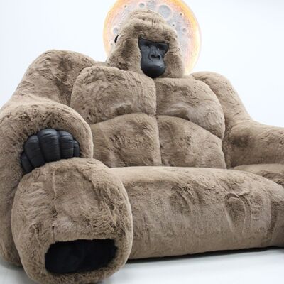 Plush Gorilla Sofa Steel Frame Genuine Leather Convertible Chesterfield Modern Design Creative Art Chair Comfortable