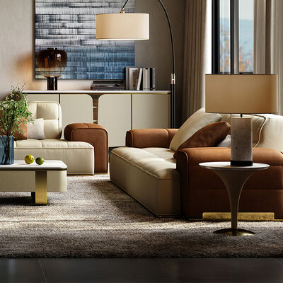 Italian Pea Leather Sofa Living Room Modern and Noble Straight Row Light Luxury Top Layer Cowhide Sofa