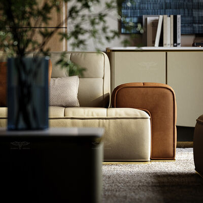 Italian Pea Leather Sofa Living Room Modern and Noble Straight Row Light Luxury Top Layer Cowhide Sofa