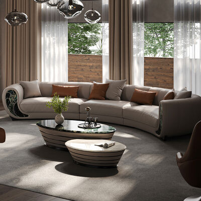 Modern Creative Conch Sofa Leather High-End Luxury Curved Design Extendable for Villa Living Room or Apartment