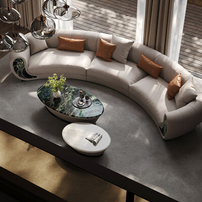 Modern Creative Conch Sofa Leather High-End Luxury Curved Design Extendable for Villa Living Room or Apartment