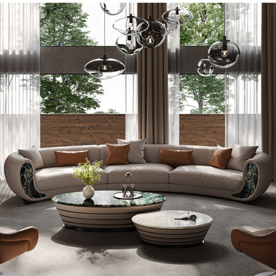 Modern Creative Conch Sofa Leather High-End Luxury Curved Design Extendable for Villa Living Room or Apartment