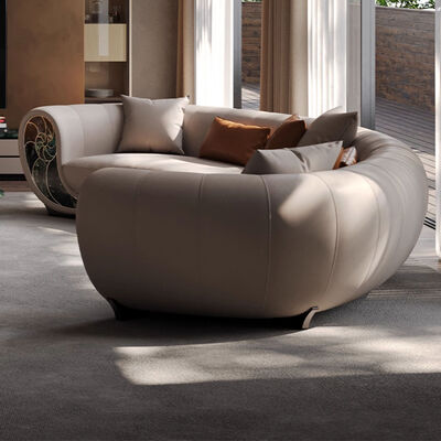 Modern Creative Conch Sofa Leather High-End Luxury Curved Design Extendable for Villa Living Room or Apartment