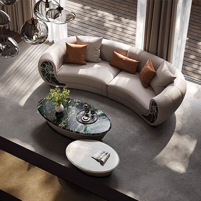 Modern Creative Conch Sofa Leather High-End Luxury Curved Design Extendable for Villa Living Room or Apartment