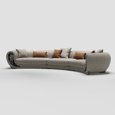 Modern Creative Conch Sofa Leather High-End Luxury Curved Design Extendable for Villa Living Room or Apartment