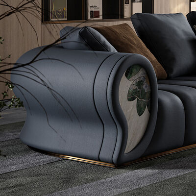 Italian Leather Light Luxury Sofa Set Modern Designer Simple Curved New Import for Villa Living Room Sponge Filling Material