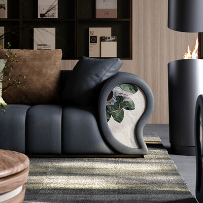 Italian Leather Light Luxury Sofa Set Modern Designer Simple Curved New Import for Villa Living Room Sponge Filling Material