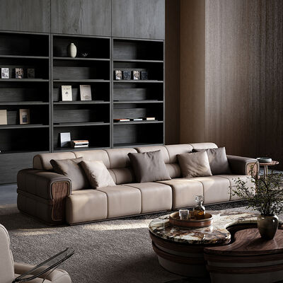 Italian Pea Leather Sofa Living Room Modern and Noble Straight Row Light Luxury Top Layer Cowhide Sofa