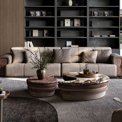 Italian Pea Leather Sofa Living Room Modern and Noble Straight Row Light Luxury Top Layer Cowhide Sofa