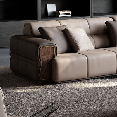 Italian Pea Leather Sofa Living Room Modern and Noble Straight Row Light Luxury Top Layer Cowhide Sofa