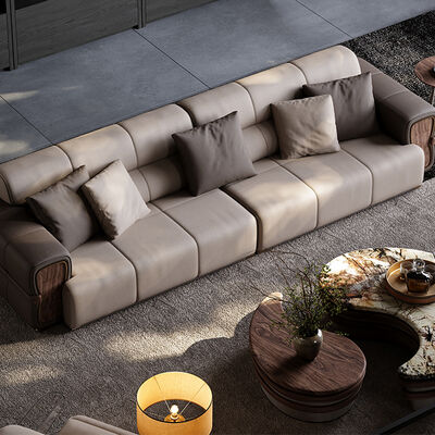 Italian Pea Leather Sofa Living Room Modern and Noble Straight Row Light Luxury Top Layer Cowhide Sofa
