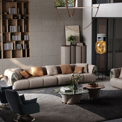Modern Creative Conch Sofa Leather High-End Luxury Curved Leather for Villa Living Room