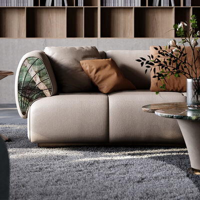 Modern Creative Conch Sofa Leather High-End Luxury Curved Leather for Villa Living Room