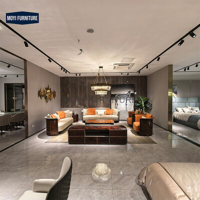 High Quality Luxury Italian Modern Leather Sectional Couch Design Wood Veneer Full Leather Luxury Living Room Sofa Funiture Set