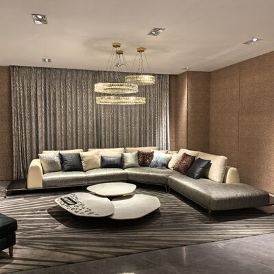 Custom New Designer Style Luxury Microfiber Fabric Leather Sofa Home Furniture House Sofa Set Luxury Living Room with Brass Legs
