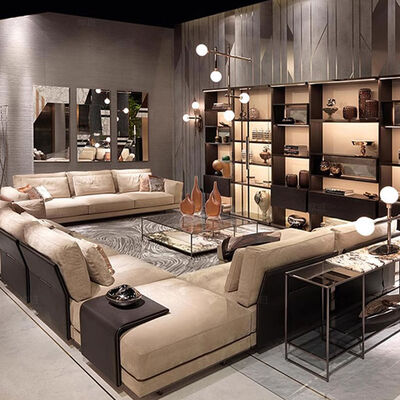 Latest Designs High End Modern Style Sectional Couches Velvet L Shape 7 Seater Sofa Set Luxury Furniture Couch Living Room Sofa
