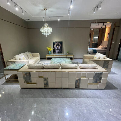 High - End Luxury Sofa Set With Marble - Inlaid Details, Ideal for Upscale Living Rooms