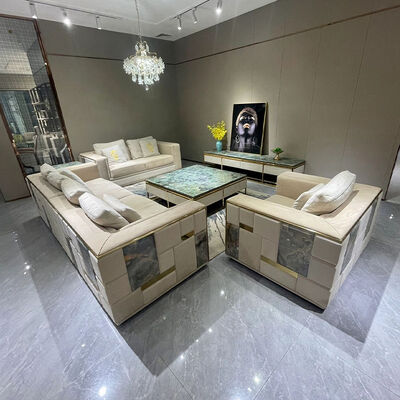 High - End Luxury Sofa Set With Marble - Inlaid Details, Ideal for Upscale Living Rooms