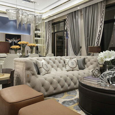 High-end Custom Italian Couches Living Room Solid Wood Fabric Sofa House Villa Sitting Room Luxury Modern Furniture Sofa Set
