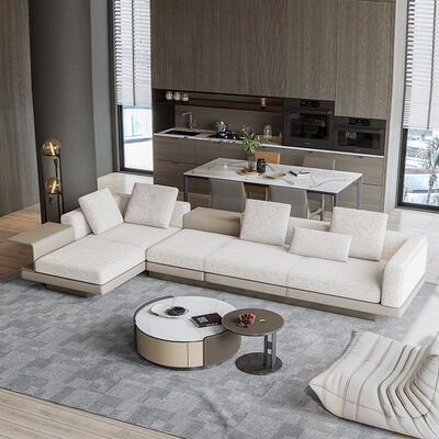 Italy Design Genuine Leather Living Room White Simple Design Modern Sofa Set L Shaped Leather White Sectional Sofa