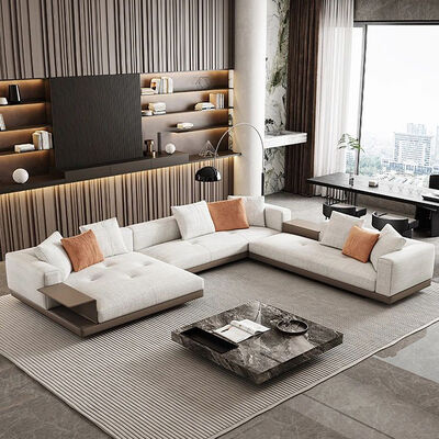 Italy Design Genuine Leather Living Room White Simple Design Modern Sofa Set L Shaped Leather White Sectional Sofa