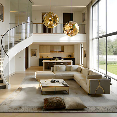 Manufacturer Custom Luxury Couch Living Room Furniture Set Italian Luxury Modern L Shaped Leather Sectional Sofa Set