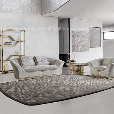 Gold Stainless Steel Base 3 Seater Luxury Dark Gray Velvet Fabric Quilted Finish Charisma Fixed Sofa