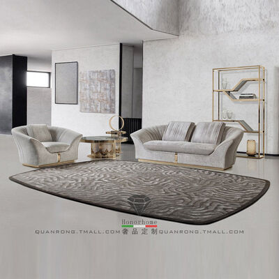 Gold Stainless Steel Base 3 Seater Luxury Dark Gray Velvet Fabric Quilted Finish Charisma Fixed Sofa