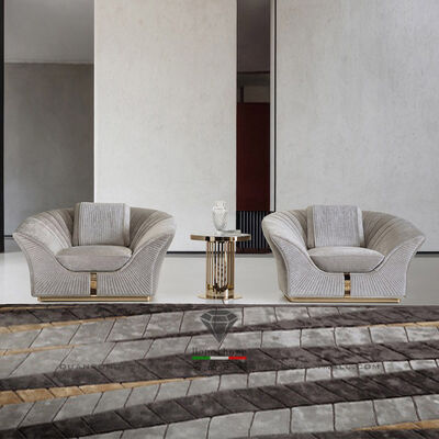 Gold Stainless Steel Base 3 Seater Luxury Dark Gray Velvet Fabric Quilted Finish Charisma Fixed Sofa