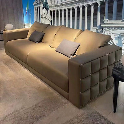 Contemporary Light Luxury Sectional Living Room Sofa Set High-end Villa Leather Sofas Furniture