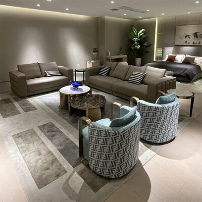 Contemporary Light Luxury Sectional Living Room Sofa Set High-end Villa Leather Sofas Furniture
