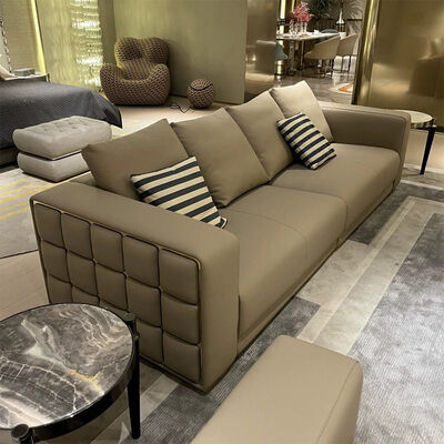 Contemporary Light Luxury Sectional Living Room Sofa Set High-end Villa Leather Sofas Furniture
