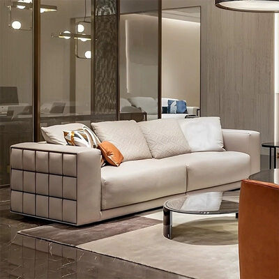 Contemporary Light Luxury Sectional Living Room Sofa Set High-end Villa Leather Sofas Furniture
