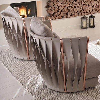 High Quality Twist 2 Seat Leather Couch Designer Luxury Italian Modern Curved Sofa