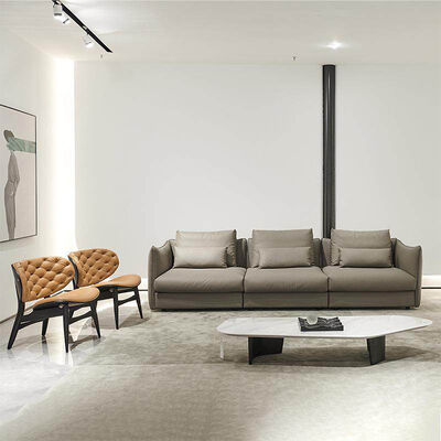 Modern Bending Lounge Leisure Chair Comfortable Wood Legs and Pu Relax Dalma Chair Hotel Leather Chairs