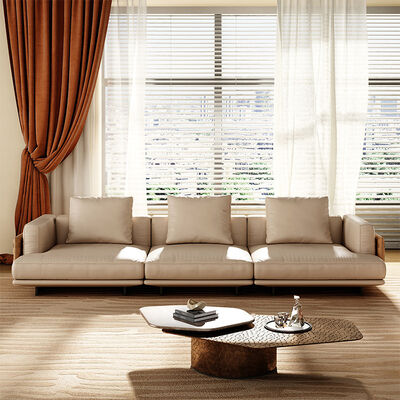 Woven Leather Solid Wood Frame Sofa High Density Foam Metal Leg L Shape Sofa Set Nordic Furniture Living Room Sofas