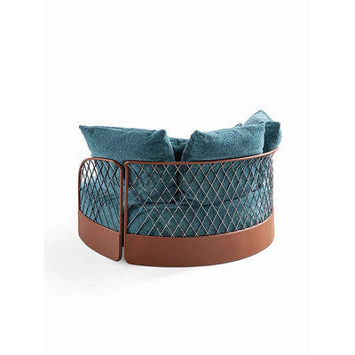 Blue Italian Luxury Patio Furniture Garden Round Sofa Outdoor Loveseat Metal Modern Italian Round Outdoor Sofa