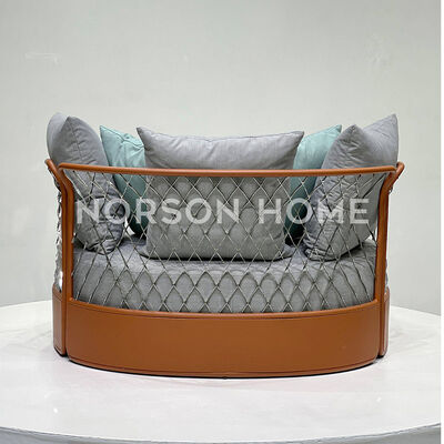 Blue Italian Luxury Patio Furniture Garden Round Sofa Outdoor Loveseat Metal Modern Italian Round Outdoor Sofa