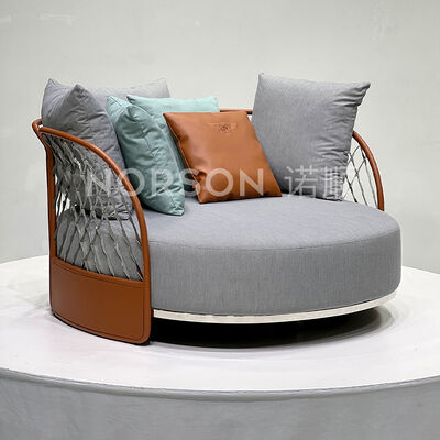 Blue Italian Luxury Patio Furniture Garden Round Sofa Outdoor Loveseat Metal Modern Italian Round Outdoor Sofa