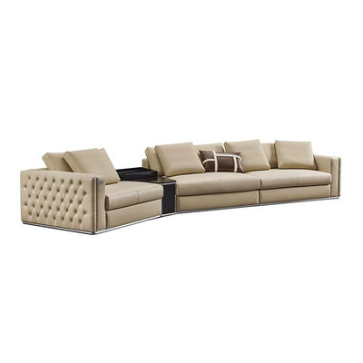 Popular Luxury Design Fashion Wooden Frame Genuine Leather European Style Chesterfield Sofa for Living Room and Hotel