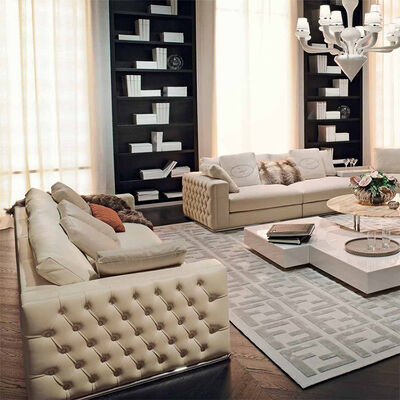 Popular Luxury Design Fashion Wooden Frame Genuine Leather European Style Chesterfield Sofa for Living Room and Hotel