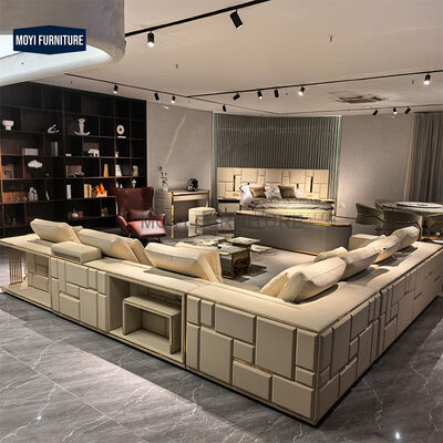 Italian High End Living Room Sofa Set Furniture Premium Sectional l Shape Leather Luxury Sofa Set for Villa