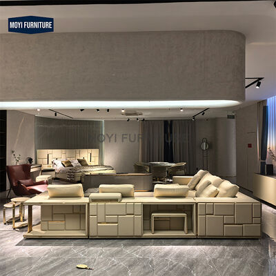 Italian High End Living Room Sofa Set Furniture Premium Sectional l Shape Leather Luxury Sofa Set for Villa