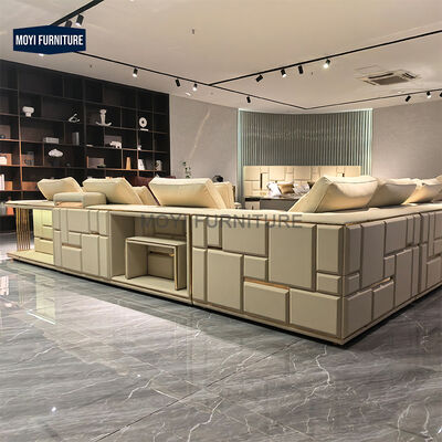 Italian High End Living Room Sofa Set Furniture Premium Sectional l Shape Leather Luxury Sofa Set for Villa
