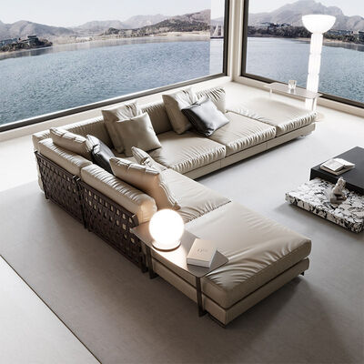 Italian Modern Villa Hotel Leather Velvet Recliner Corner Couch Living Room L Shape Sofas for Home Luxury