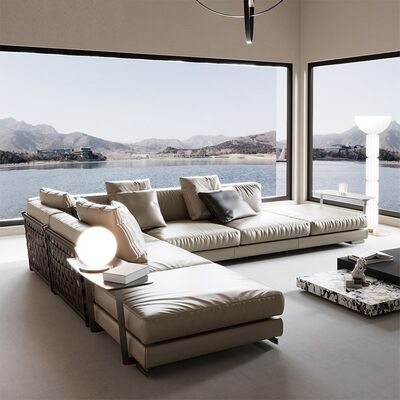 Italian Modern Villa Hotel Leather Velvet Recliner Corner Couch Living Room L Shape Sofas for Home Luxury