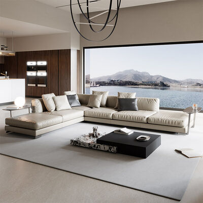 Italian Modern Villa Hotel Leather Velvet Recliner Corner Couch Living Room L Shape Sofas for Home Luxury