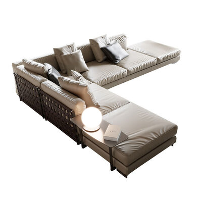 Italian Modern Villa Hotel Leather Velvet Recliner Corner Couch Living Room L Shape Sofas for Home Luxury