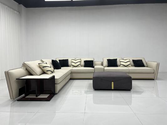 MOYI Luxury Modern High Quality Leather Fabric Luxury Capri Simple Living Room Sofa Villa Living Room Furniture